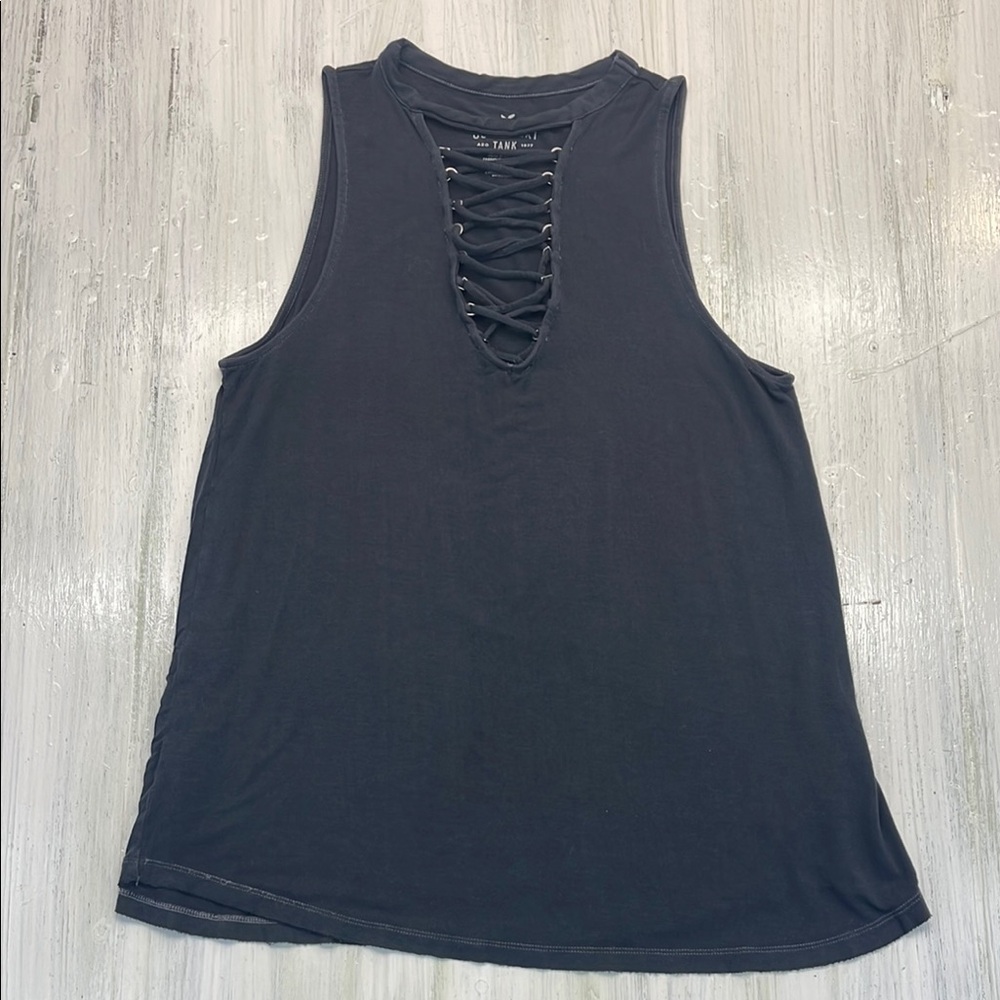 💚5/$25💚 American Eagle Soft & Sexy Black Lace-Up Tank Top Sz M